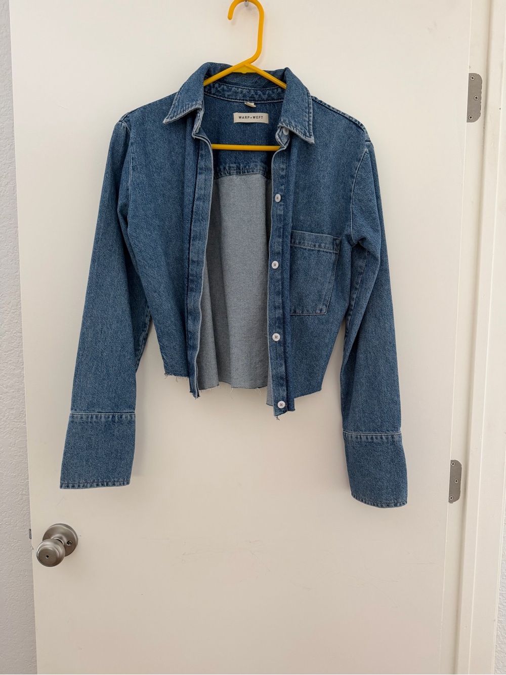 Warp + Weft Cropped Blue Denim Shirt